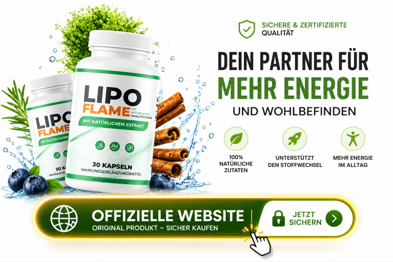 LipoFlame Kapseln Dose mit natürlichen Zutaten, Zimt und Beeren